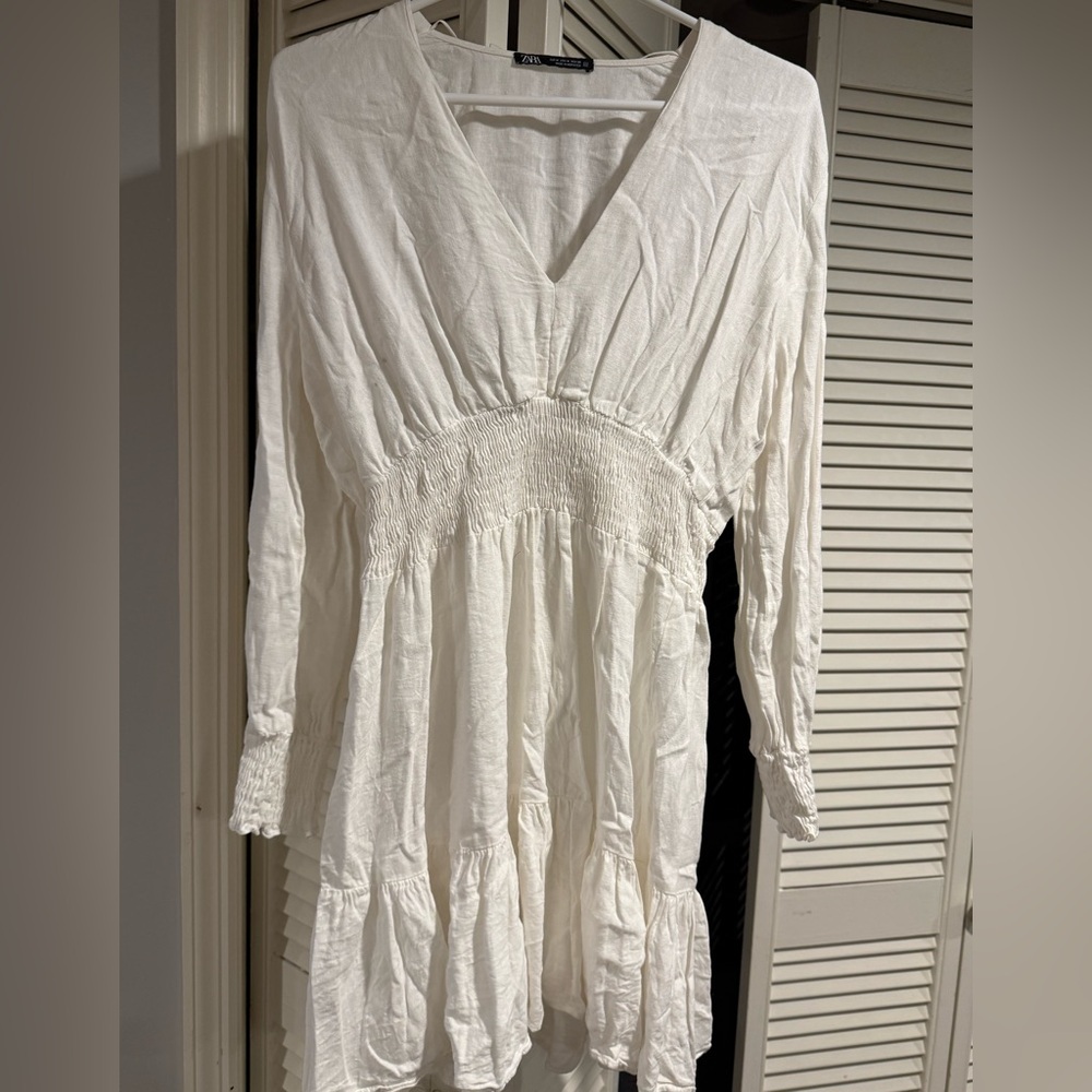 Zara White Long Sleeve Dress